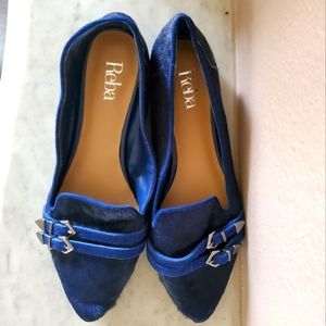 Beautiful blue faux cow hide flats